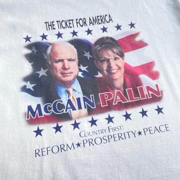 00年代 MCCAIN PALIN 2008 アメリカ大統領選挙 メッセージ フォトプリントTシャツ...