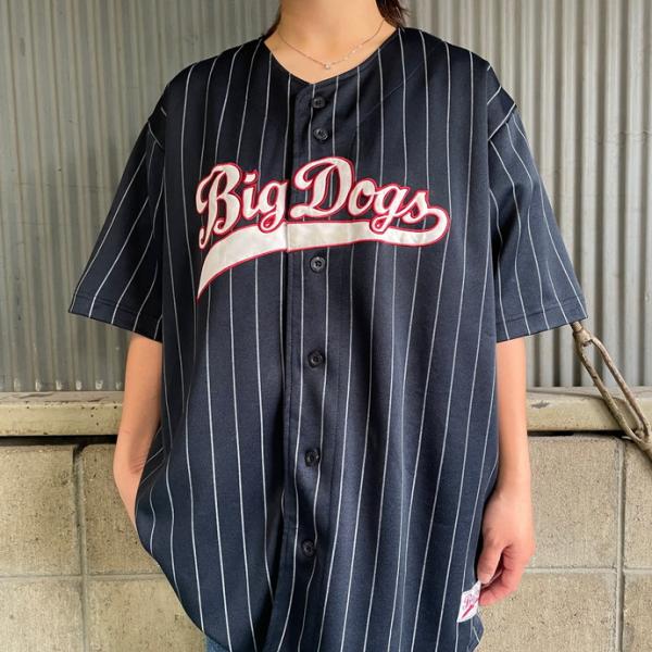BIG DOGS ビッグドッグス ストライプ ベースボールシャツ メンズL