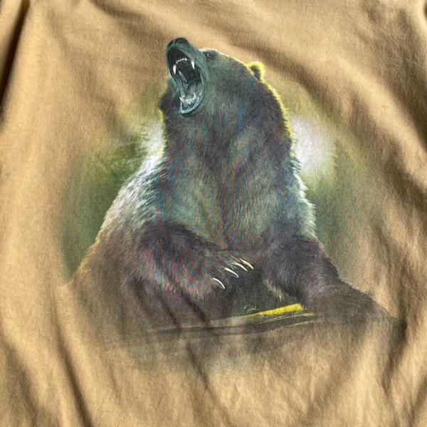 00年代 RABBITRIDEくま クマ 熊 アニマルプリント ポケットTシャツ メンズ2XL