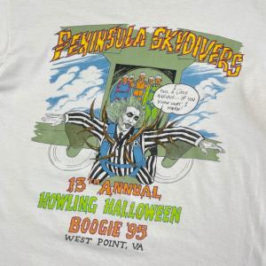 90年代 USA製 PENINSULA SKYDIVERS スカイダイビング ビートルジュース パロディ アート プリント Tシャツ メンズL