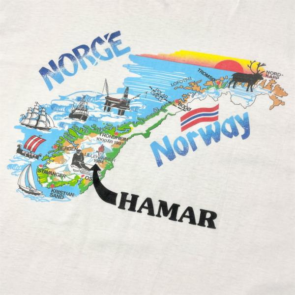 90年代 NORWAY ノルウェー アート スーベニア プリントTシャツ メンズL