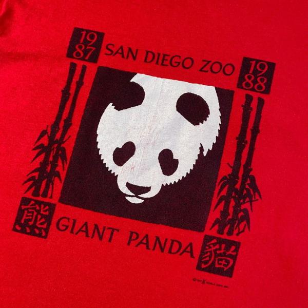 80年代 USA製 SANDIEGO ZOO パンダ 熊猫 アニマルプリントTシャツ メンズM