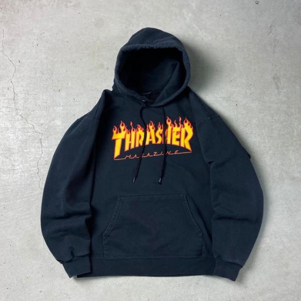 THRASHER FLAME LOGO スラッシャー フレイム スウェットパーカー メンズM レディ...