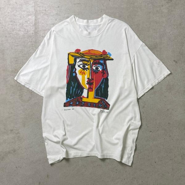 00年代 Picasso ピカソ 帽子を被った女の胸像 アート プリントTシャツ メンズXL相当