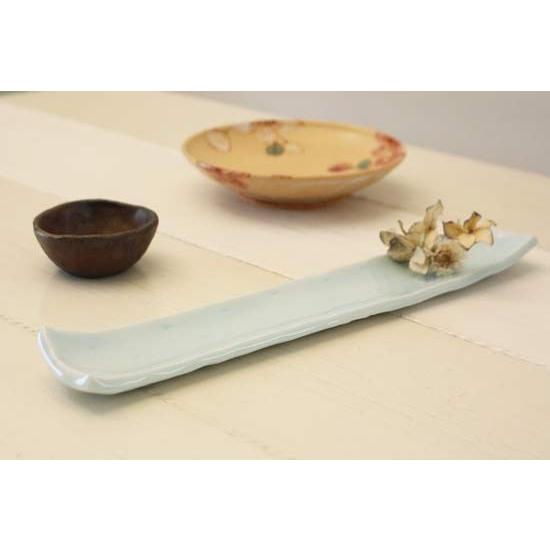 青磁 長皿 長角皿 細め 大皿 31cm 磁器 和食器 水色 おしゃれ