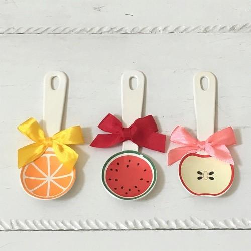 琺瑯 フルーツ柄 ミニスプーン 10cm スイカ/オレンジ/リンゴ 子供用 デザート用 ホーロー 日...