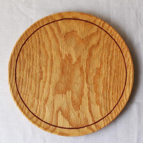 木製プレート 丸皿 21cmライン パン皿 甲斐幸太郎 レッドオーク 日本製 トレイ