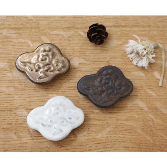 雷おこし 箸置き 陶器 黒/白/金 信楽焼 縁起物 かわいい おしゃれ カミナリ