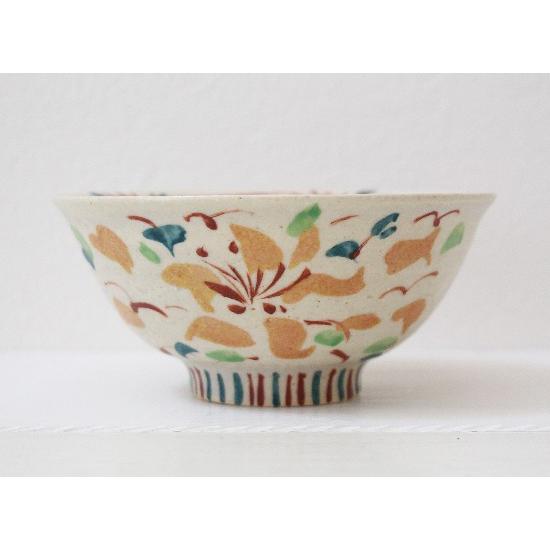 火の花 めし碗 お茶碗 11.5cm アジアンテイスト 廣川みのり オレンジ色 キナリ おしゃれ