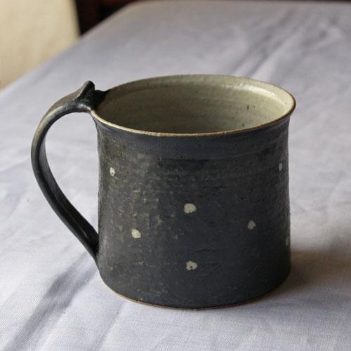 マグカップ ドット 黒 陶器 水玉 信楽焼 シンプル かわいい ナチュラル