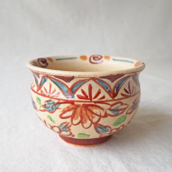 小さめ 湯呑 アジアン 花柄 ぐい呑み 70cc 手作り 廣川みのり キナリ カップ