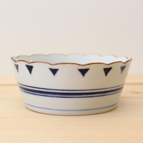 花びら小鉢 鉢 ボウル 京都染付 三角/格子柄 磁器 和食器 日本製