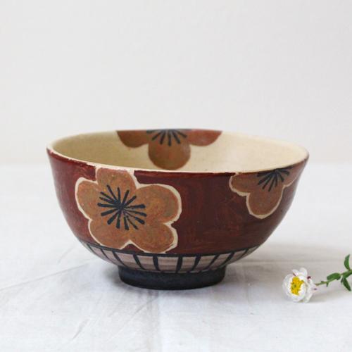 大梅 うどん鉢 小丼 大鉢 小さめ丼 廣川みのり 絵付け 陶器 和食器