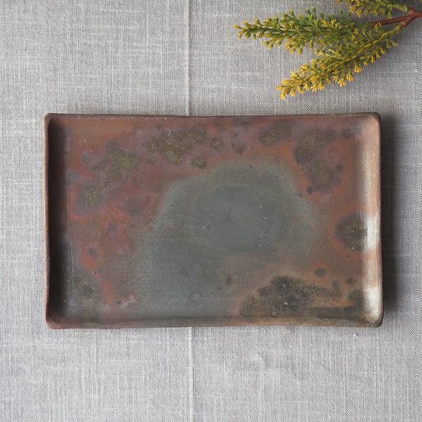 焼締 長方形 長皿 20x13cm 丹波焼 丹久窯 焼魚皿 かっこいい 渋め