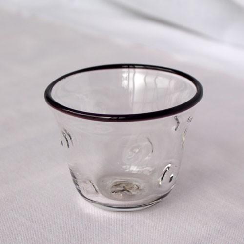 吹きガラス ぐい呑み グラス 黒フチ tonari シンプル つぶつぶ ガラス食器 吹きガラス 手作...