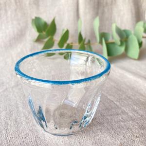 ガラス小鉢 透明 丸皿 ミルキーウェイ φ11cm tonari 吹きガラス 手作り