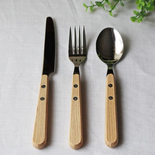 木製 ハンドル 木の持ち手 スプーン/フォーク/ナイフ ホワイトアッシュ材 ステンレス 日本製 おし...