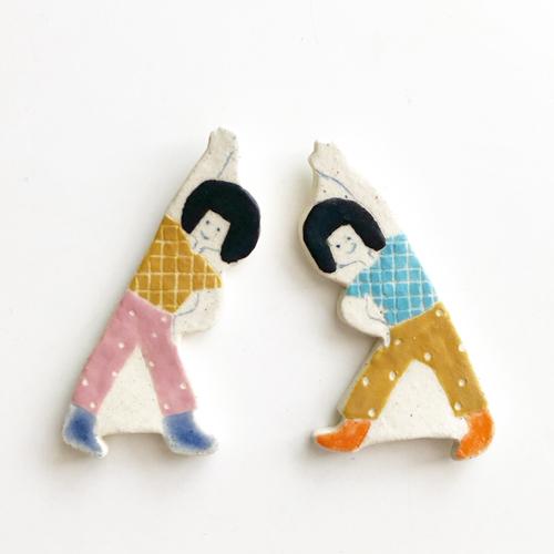 箸置き おかっぱちゃん 体操 がんばってこ！ かわいい 陶器 kikomimi