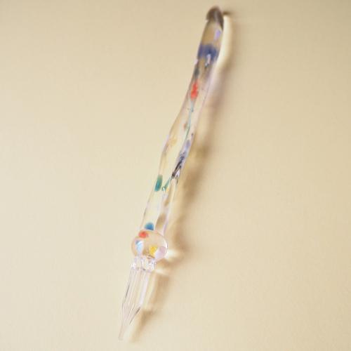 ガラスペン 万年筆 硝子ペン 手作り 16.5cm 1点もの プレゼント 透明