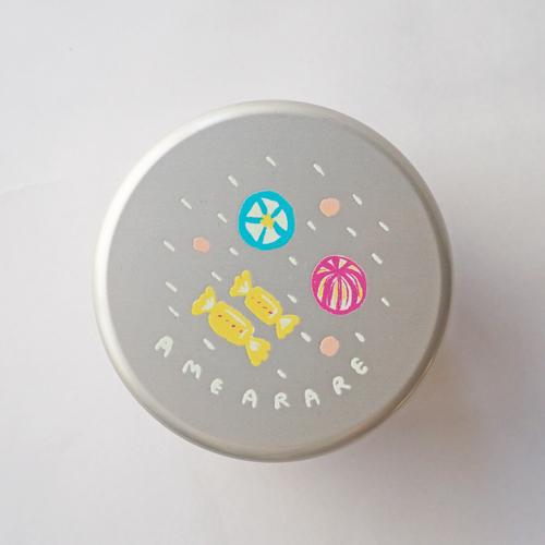 かわいい缶 プチ缶 飴入れ シルバー amearare φ6.4cm×h4.5cm オリジナル柄 お...