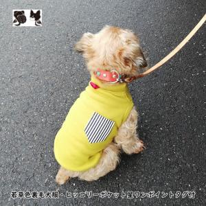 犬服オリジナル　若草色ミニ裏ヒッコリーポケット・星ワンポイントタグ付犬服2408 #ボストンテリア #フレンチブルドッグ　#パグ　#ペチャ｜cb-store