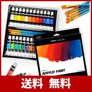 アクリル絵の具 24色 6本ペイントブラシ付き Ohuhu