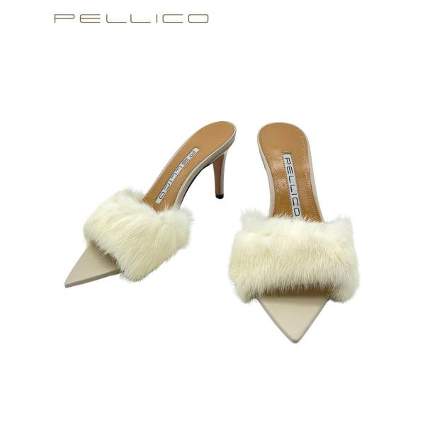 PELLICO　ペリーコ 6712　MARINE 80 SA　ファーヒールサンダル　ミュール 未使用...