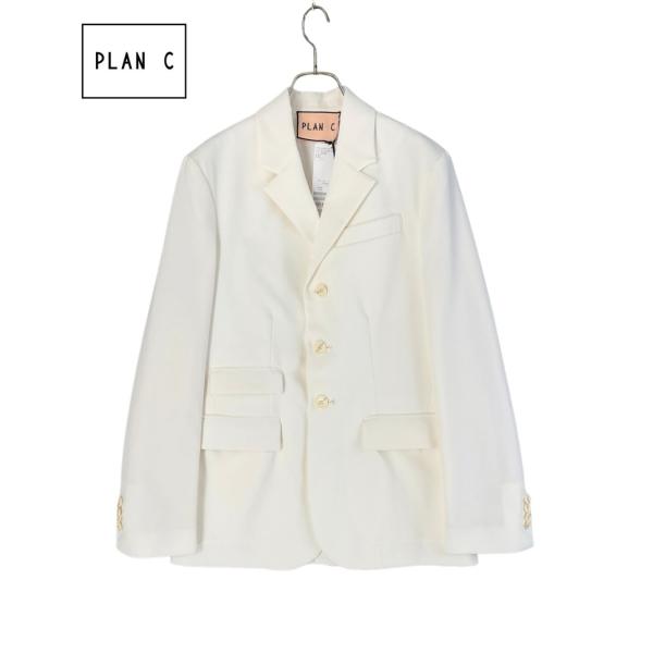PLAN C プランシー コットンクレープシングルブレステッドブレザー　ジャケット 新品 40 ホワ...
