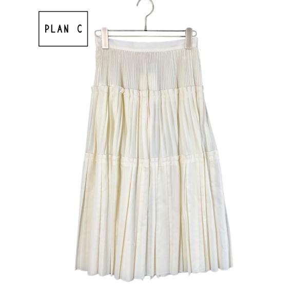 PLAN C プランシー レイヤードプリーツスカート 新品 36 オフホワイト