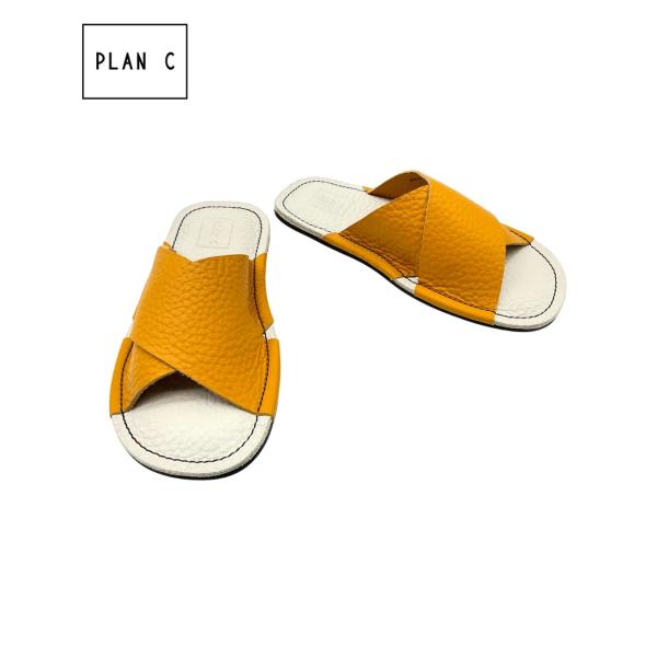 PLAN C プランシー フラットクロスベルテッドサンダル 新品 40 マスタード×ホワイト