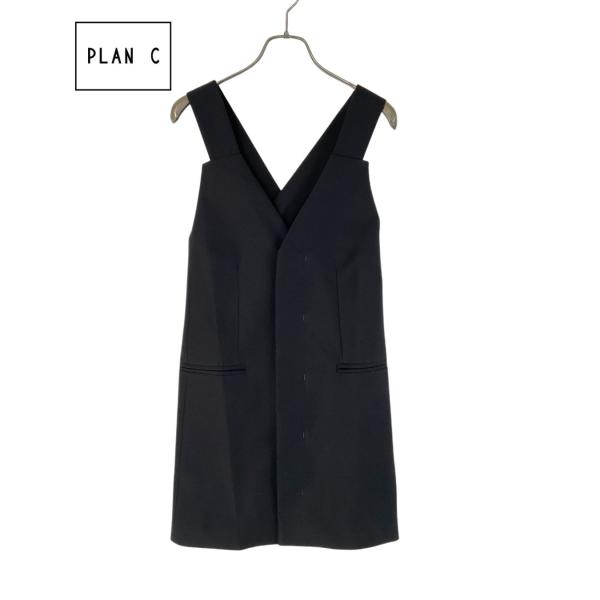 PLAN C プランシー コットンクレープミニドレス　ワンピース 新品 36 ブラック