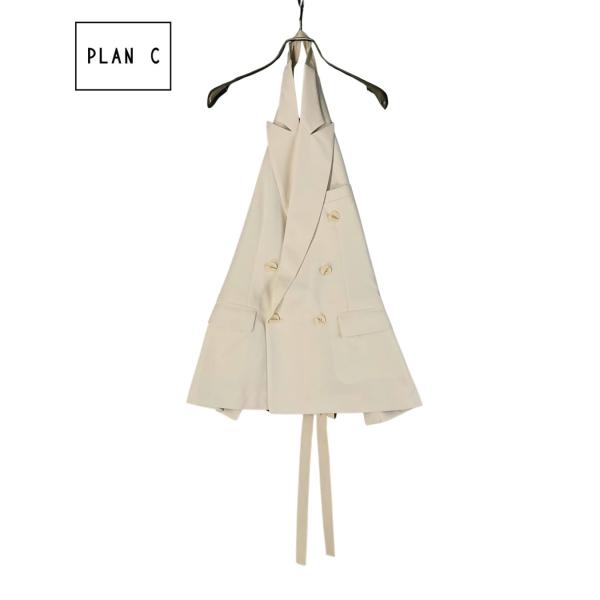 PLAN C プランシー コットンクレープダブルブレストベスト　ジレ 新品 36 オフホワイト