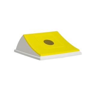テラモト エコン ダストボックス#90 蓋 イエロー ビンカン用 丸穴 ゴミ箱 屋内用 DS-220-404-6｜cc-net