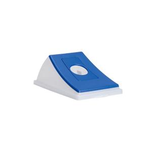 テラモト エコン ダストボックス#45 半透明 蓋 ブルー ビンカン用 丸穴 ゴミ箱 屋内用 DS-220-603-3｜cc-net
