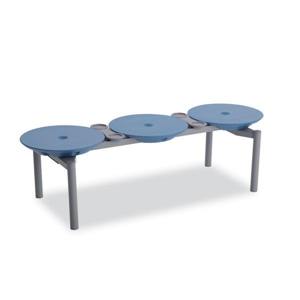 テラモト ディスクベンチ スタッキング カップホルダー付 ブルー BC-309-213-3