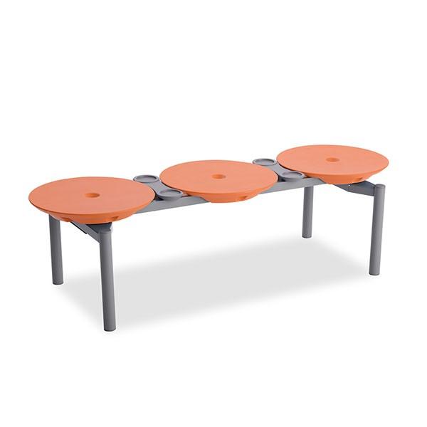 テラモト ディスクベンチ スタッキング カップホルダー付 オレンジ BC-309-213-5