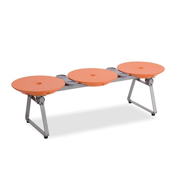 テラモト ディスクベンチ フォールディングタイプ カップホルダー付 オレンジ BC-309-413-...