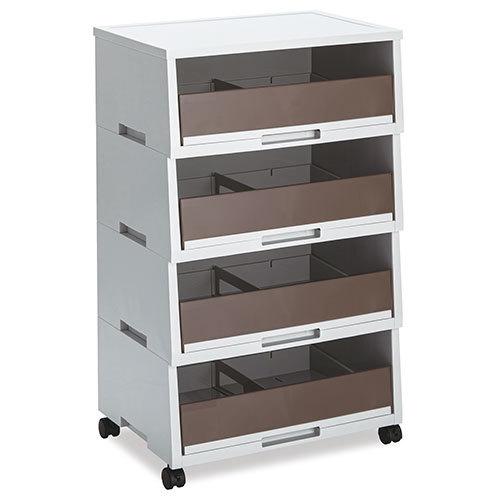 テラモト ペーパー分類ボックス 4段 ブラウン A-3 深型 キャビネット(屋内用) DS-187-...