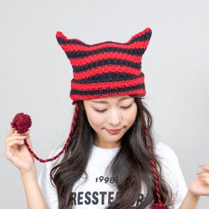 ankoROCK ニット帽 ニットキャップ an meets zakka ネコ耳イヤー