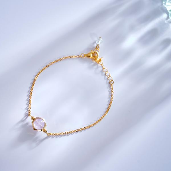 誕生石 ブレスレット チェーン アメジスト 2月 華奢 細身