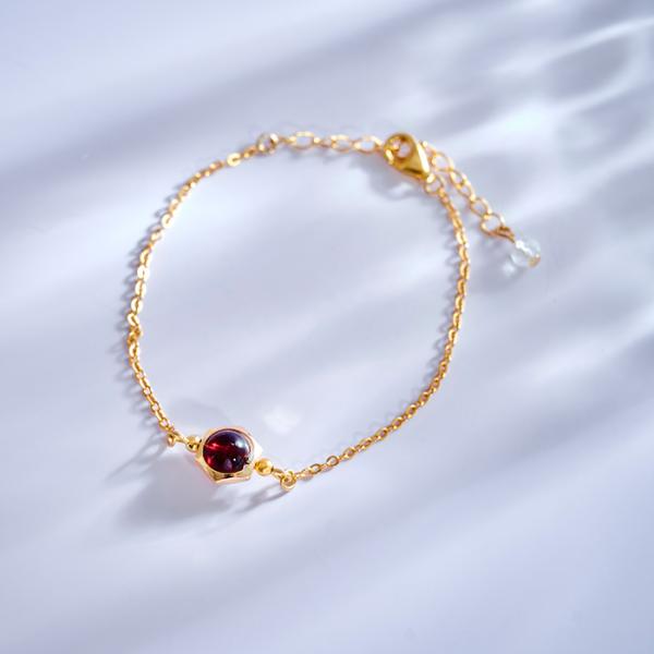 誕生石 ブレスレット チェーン ガーネット 1月 華奢 細身