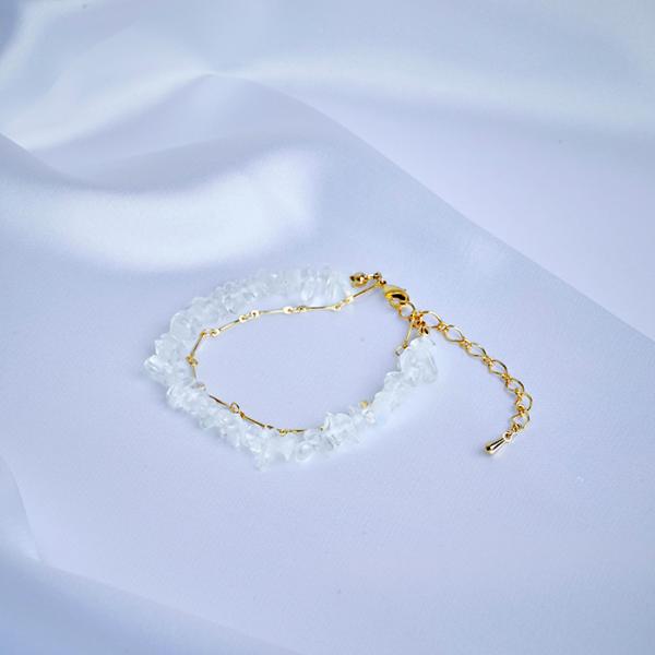 ブレスレット オブシディアン オパール 天然石 さざれ石 さざれ 2連 チェーン アクセサリー ゴー...