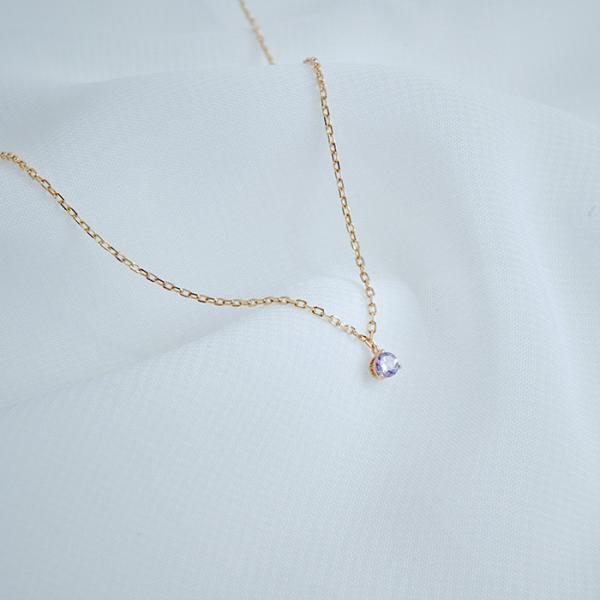 ネックレス タンザナイト 天然石 一粒 アクセサリー ゴールド シンプル カジュアル 華奢 重ね付け...