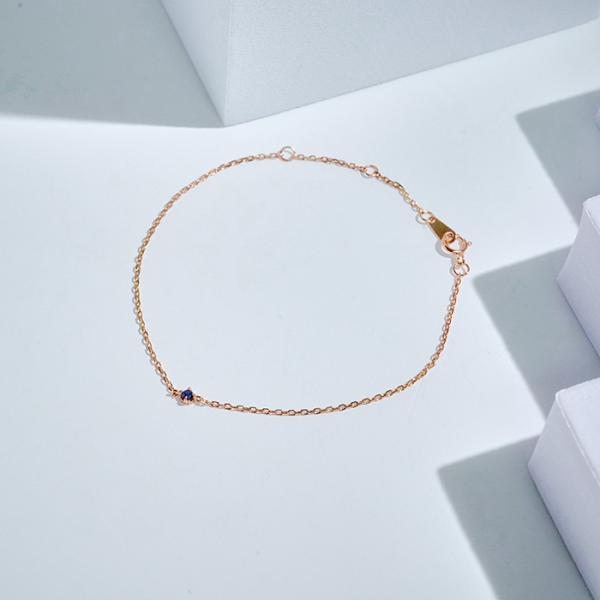 ブレスレット サファイア 天然石 一粒 チェーン アクセサリー ゴールド カジュアル シンプル 重ね...