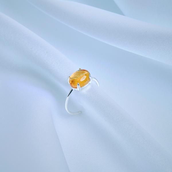 リング 指輪 シトリン 天然石 オーバル 透明感 お守りリング アクセサリー シルバー シンプル カ...