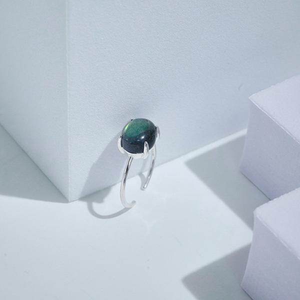 リング 指輪 ラブラドライト 天然石 オーバル 透明感 お守りリング アクセサリー シルバー シンプ...