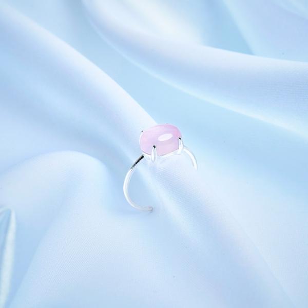 リング 指輪 ローズクォーツ 天然石 オーバル 透明感 お守りリング アクセサリー シルバー シンプ...