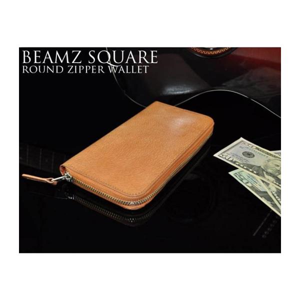 財布 メンズ 長財布 ラウンドファスナーウォレット バッファローレザー 長財布BEAMZSQUARE...