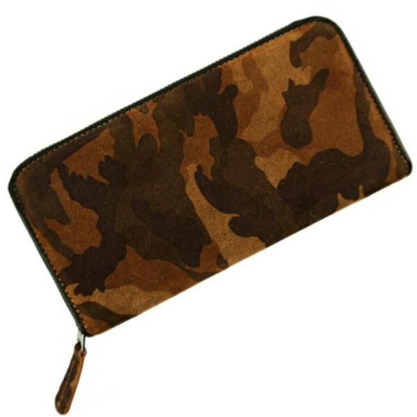 メンズラウンドファスナーウォレット スエード牛革 迷彩柄 カモフラ柄 BEAMZSQUARE ビーム...