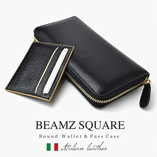 イタリアンレザー長財布 ラウンドファスナーウォレット 紳士用ブランド財布 BEAMZSQUARE ビ...